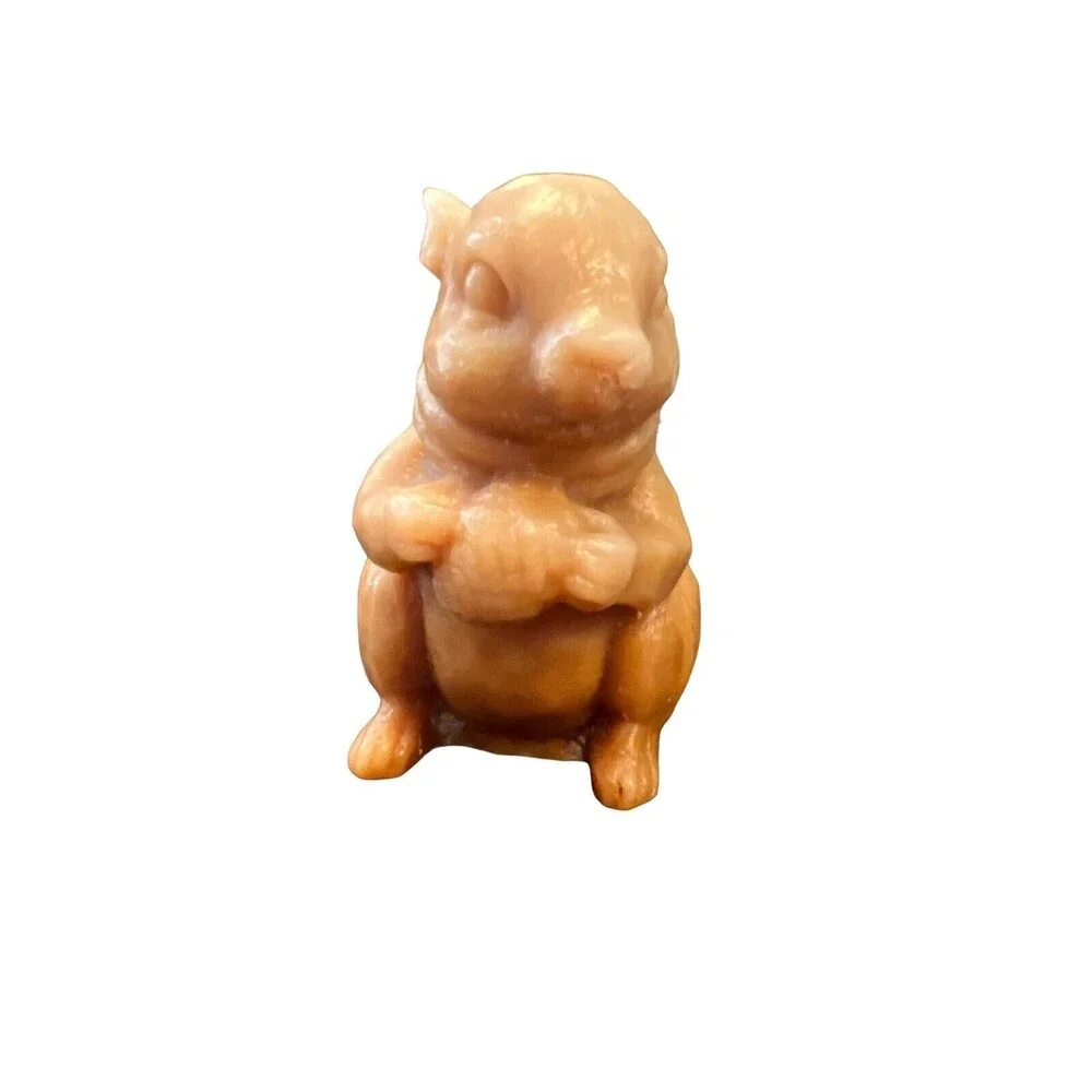 Squirrel Chipmunk Carved‎ Brown Wax Candle